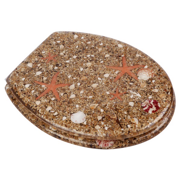 EuroShowers Resin Design Toilet Seat Mixed Shells And Starfish